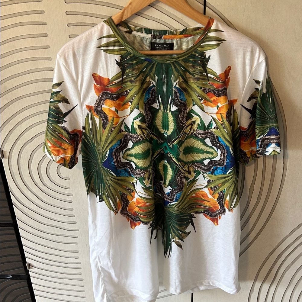 Zara Multicolor Tropical Graphic Tee